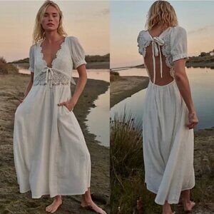 Free People Cream Puff Sleeve Sundress